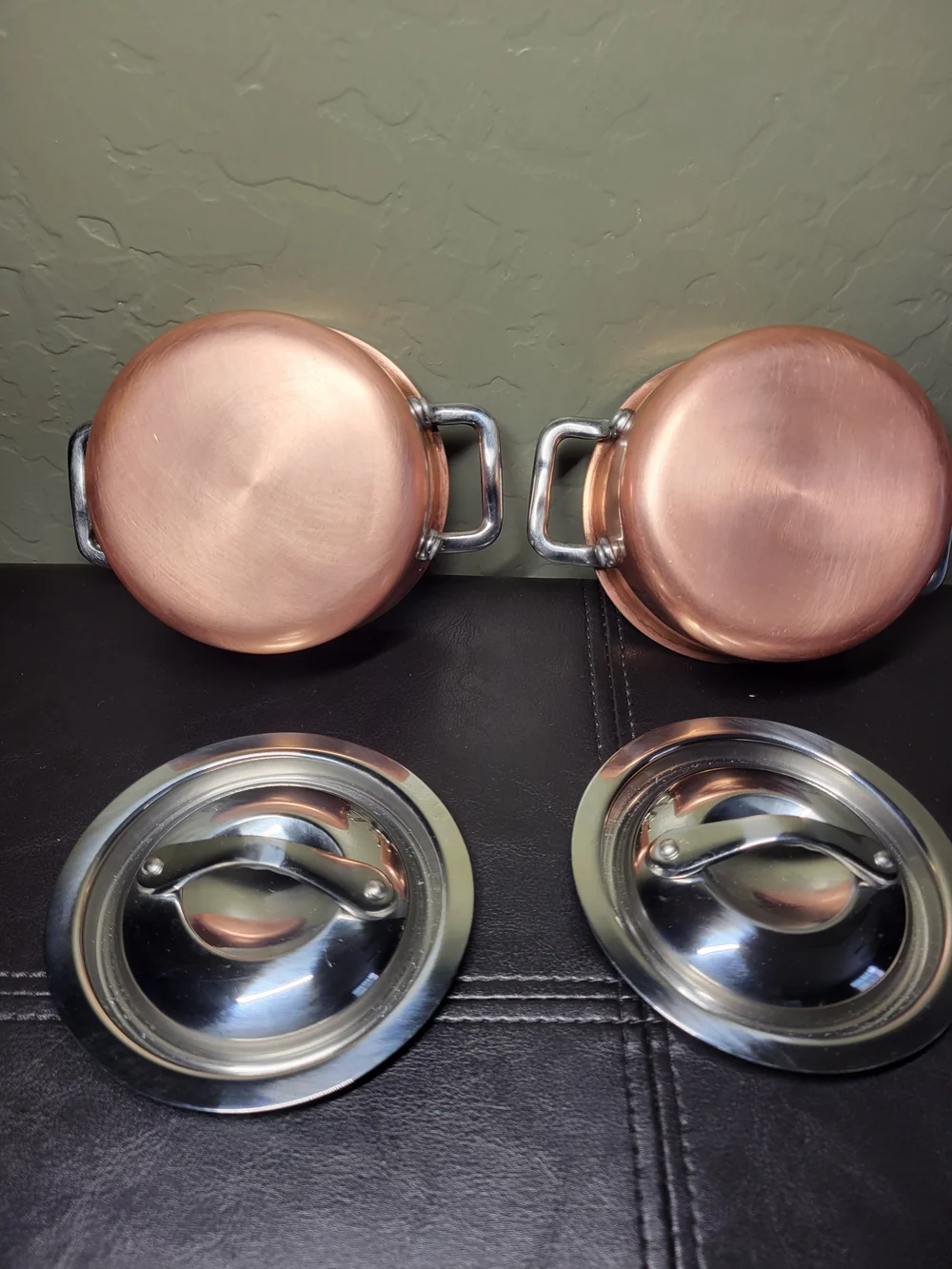 Copper Mini 4 Inches Cocottes With Stainless Steel Lids Collectible Cookware